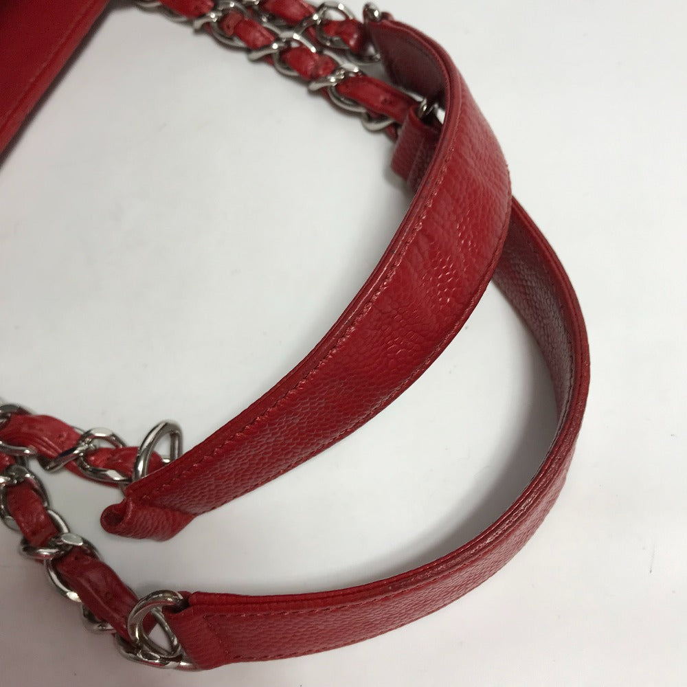handles Chanel Caviar Quilted Grand Shopping Tote Red