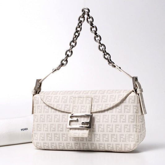 Fendi handbag with chain strap on a white background