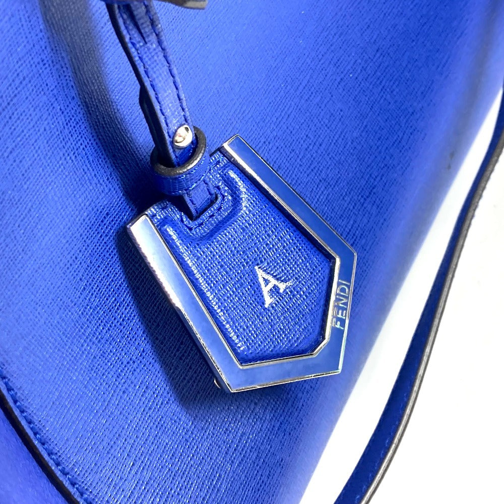 Blue handbag with a silver Fendi tag