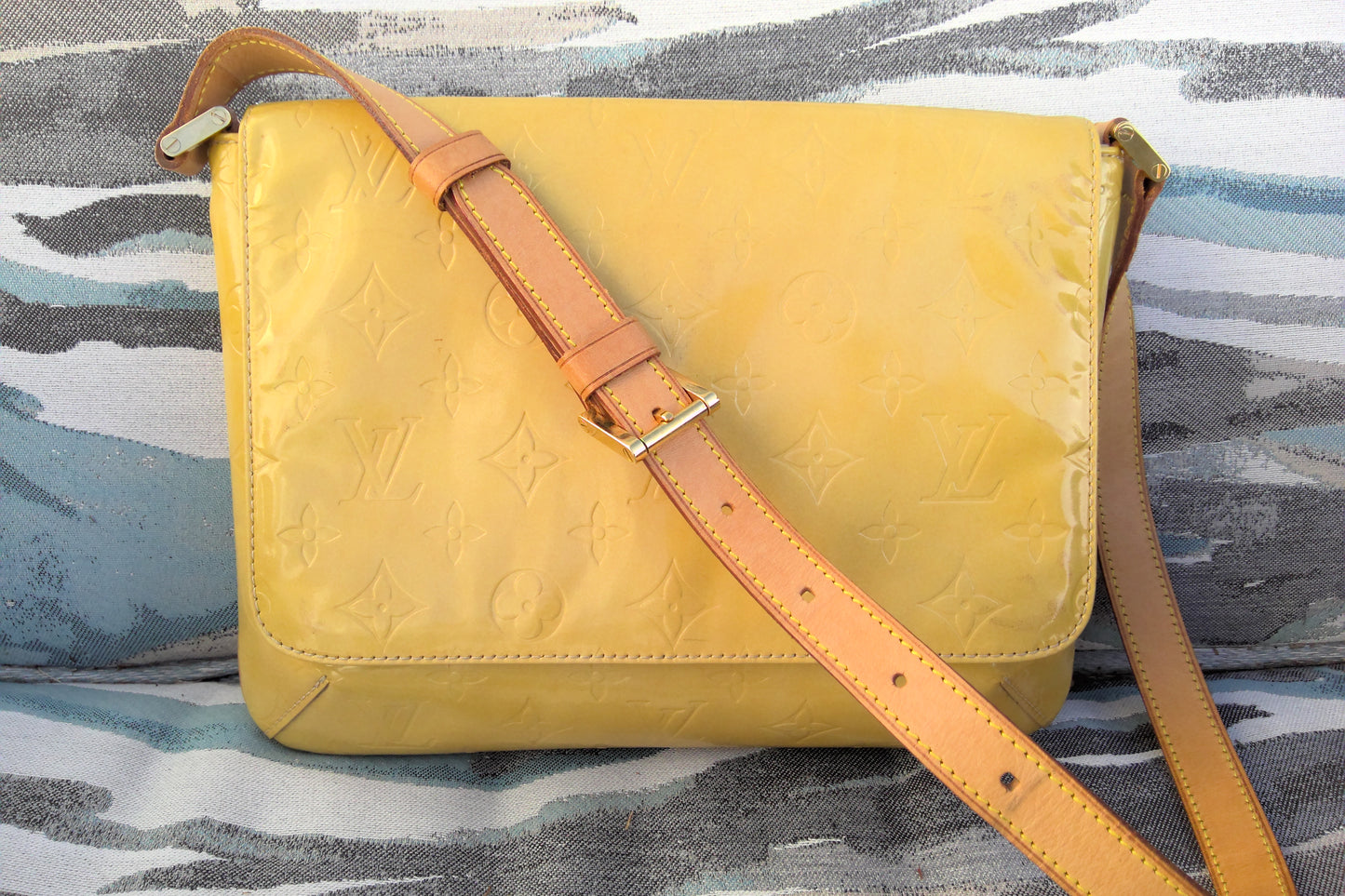 Pre-Loved Louis Vuitton Vernis Thompson Street Shoulder Bag Yellow