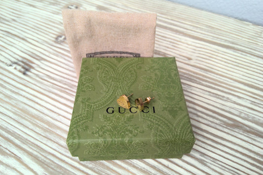 New Gucci Gold Toned Heart Shape Earrings "Sold Out"