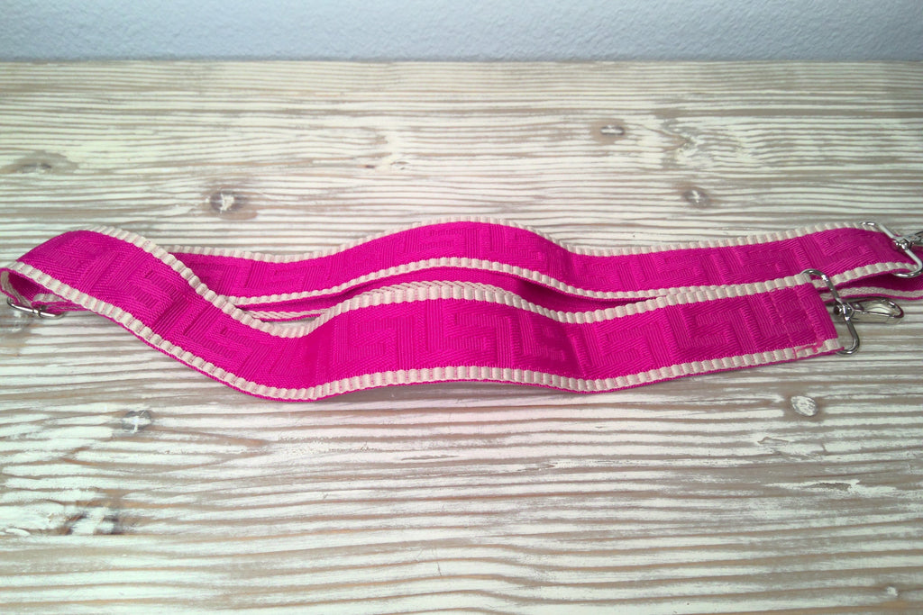 Wide Nylon Adjustable Shoulder Strap – Pink | Silver Hardware | New