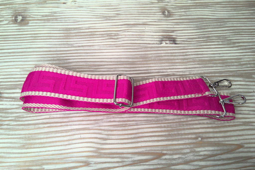 Wide Nylon Adjustable Shoulder Strap – Pink | Silver Hardware | New
