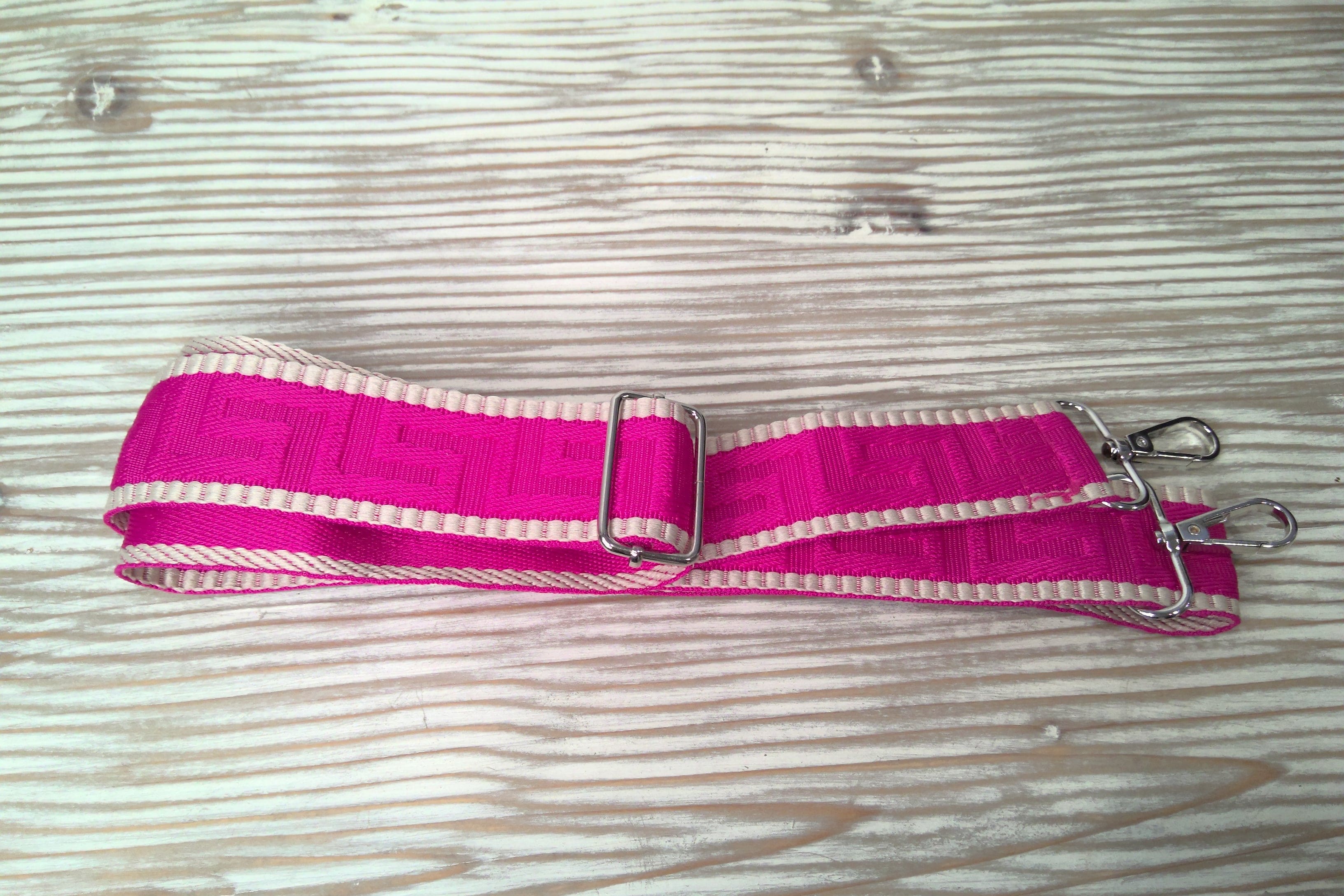 Wide Nylon Adjustable Shoulder Strap – Pink | Silver Hardware | New