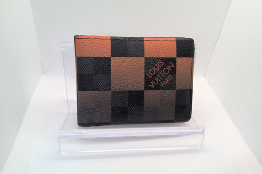 Pre-Loved Louis Vuitton Orange and Black Gradient Damier Bi-fold Wallet "Sold Out"