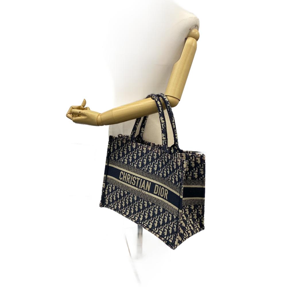 on model Christian Dior Oblique Medium Book Tote Blue