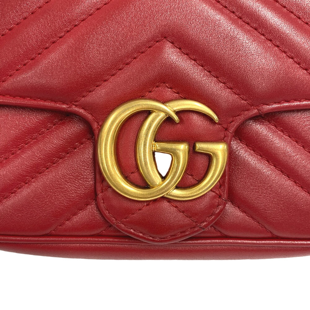 GG Gucci Matelasse Marmont Super Mini GG Hibiscus Red Crossbody