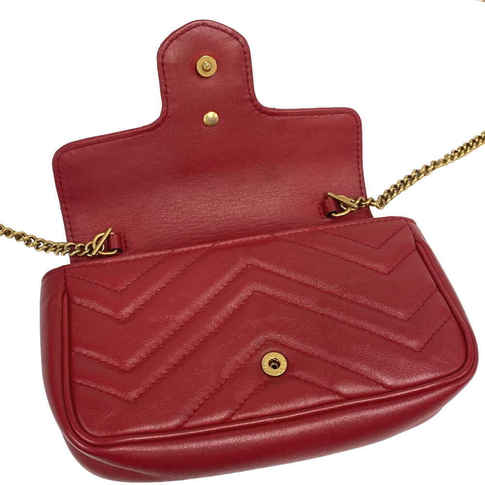 open flap Gucci Matelasse Marmont Super Mini GG Hibiscus Red Crossbody