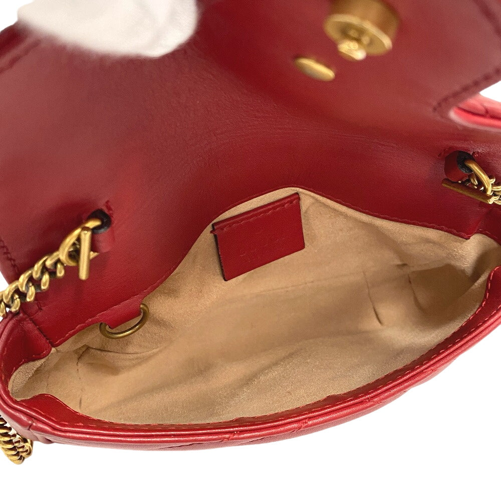 interior Gucci Matelasse Marmont Super Mini GG Hibiscus Red Crossbody