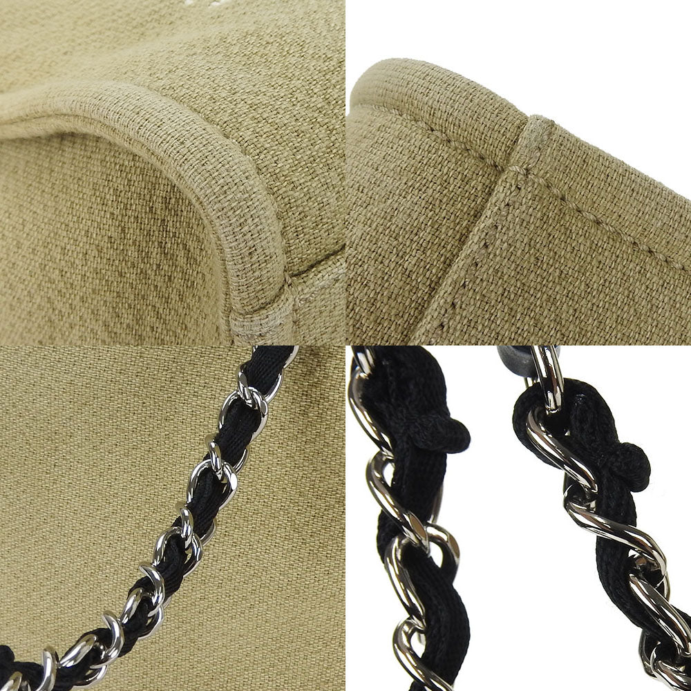 Chanel Canvas Mini Deauville PM Tote Beige Black