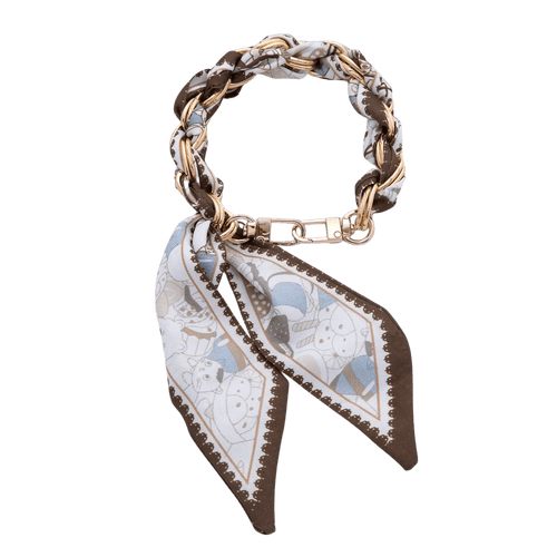 Decorative keychain with braided design and leaf-shaped pendant on a transparent background