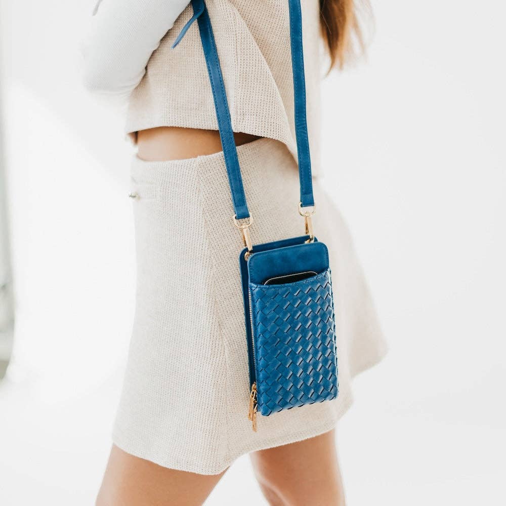Woven Double Duty Phone Bag – Crossbody Wallet & Phone Holder, Cream | Boutique | New