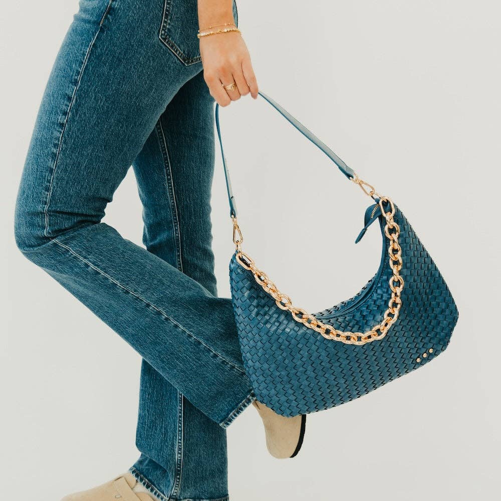 Sienna Slouchy Woven Shoulder Bag – Chain Detail | Boutique | New  Denim Blue