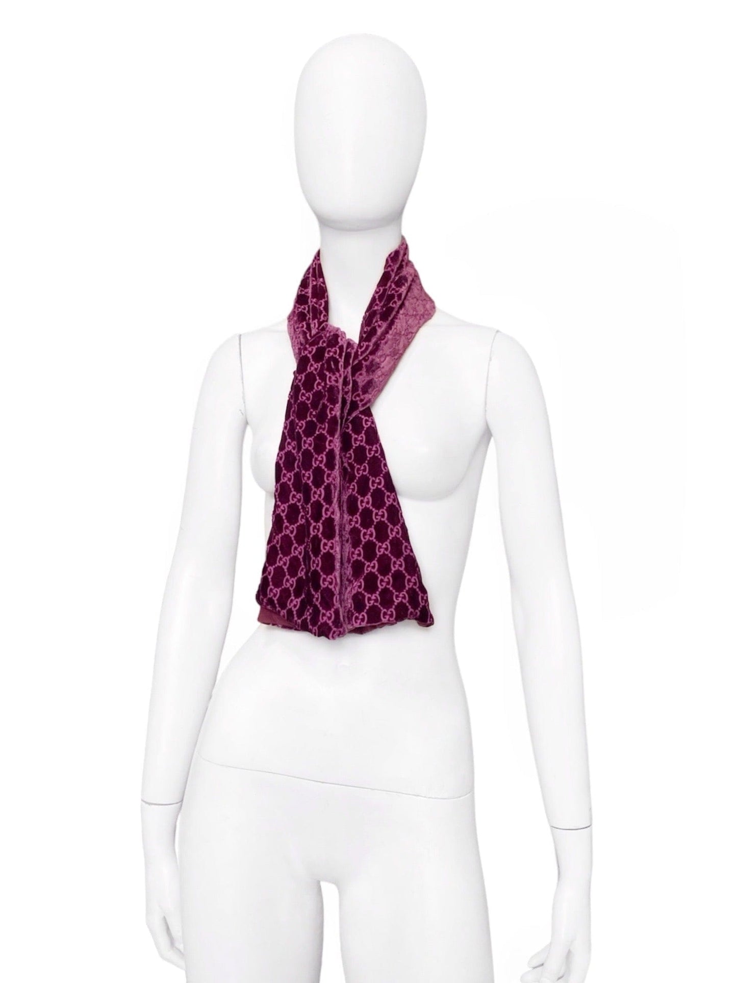 Gucci Tom Ford GG Monogram Velvet Scarf Blue and Turquoise