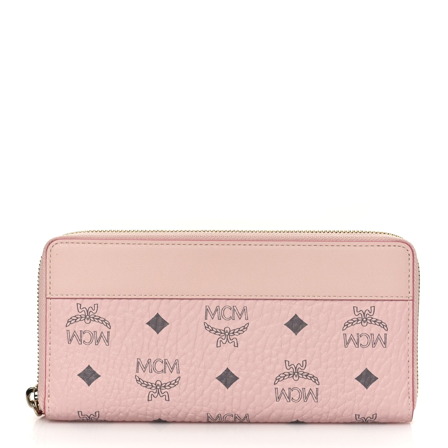 Pre-Loved MCM Visetos Large Zip Around Wallet Powder Pink