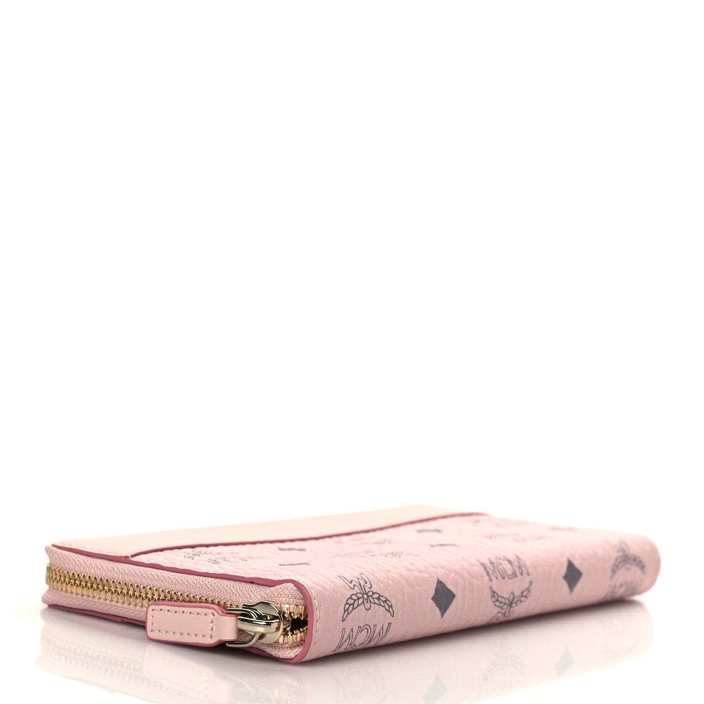Pre-Loved MCM Visetos Large Zip Around Wallet Powder Pink