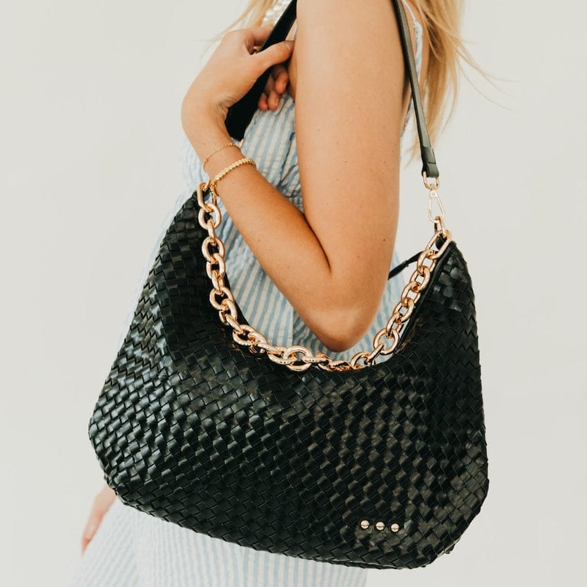 Sienna Slouchy Woven Shoulder Bag – Chain Detail | Boutique | New Black