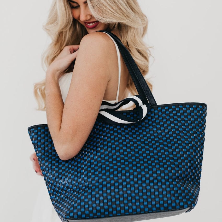 Woven Tiffany Organized Tote Bag – Laptop Carryall | Vegan Leather | Boutique | New
