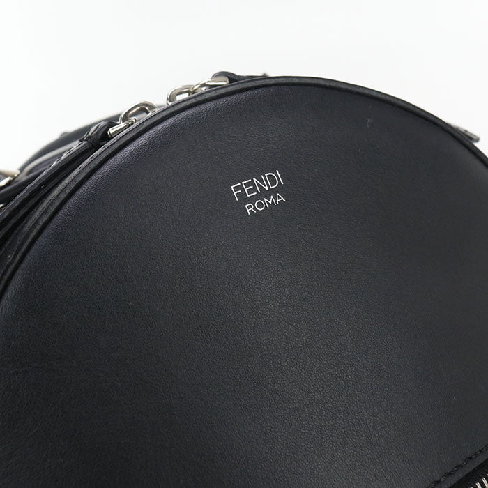 Black Fendi bag with 'Fendi Roma' logo on a white background